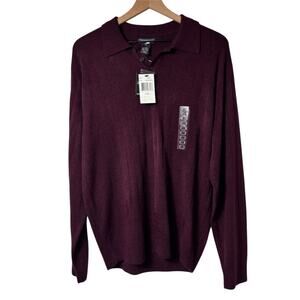 JANTZEN WINE LARGE MEN 100% ACRYLIC BUTTON UP MEN LONG SLEEVE SHIRT SIZE LARGE